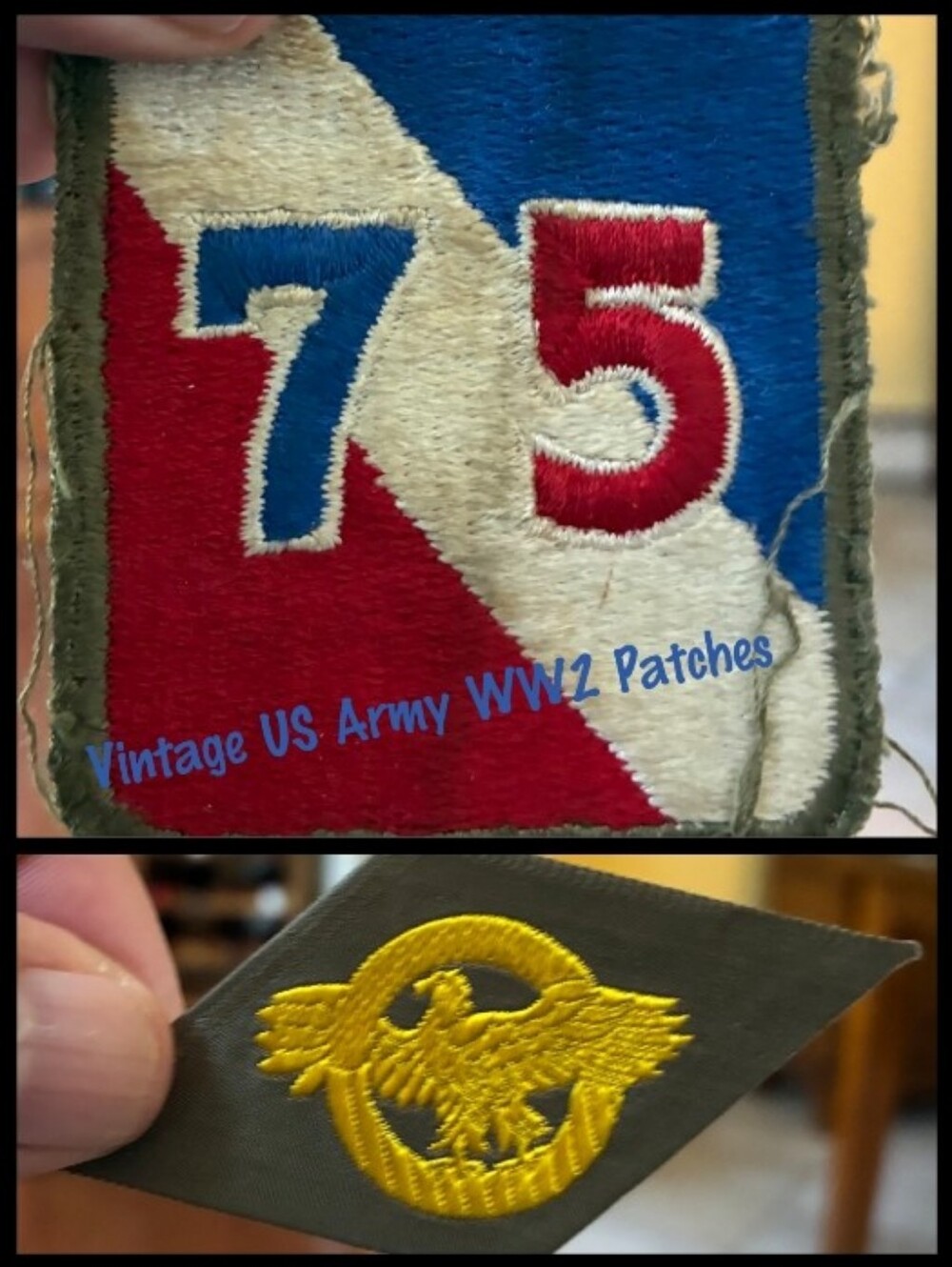 Vintage US Army Patches Lot – 75th Infantry Division + Eagle Wreath